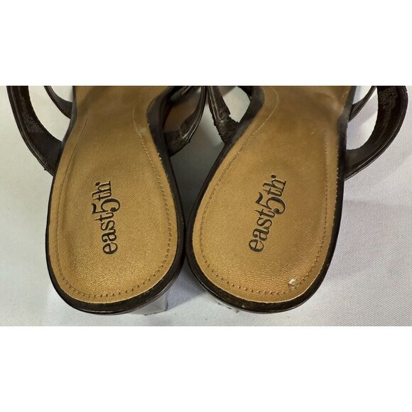 East 5th Womens Brown Gold Medallion Wedge Sandal Slip On 8.5 US - Picture 9 of 12